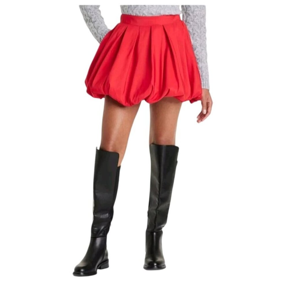 A New Day Womens Red Bubble Skirt XXL Elastic Waist Lightweight Polyester New Wi
